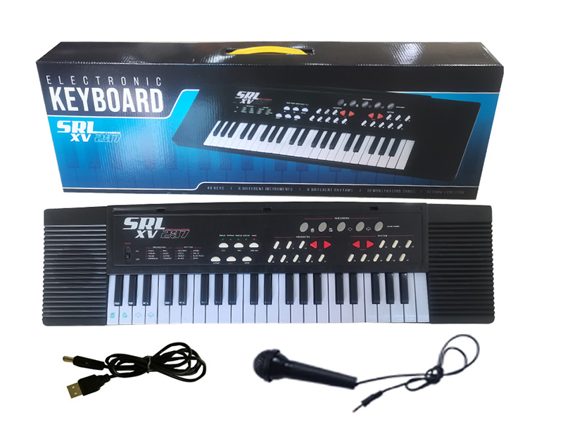 44 Keys Single Speaker Electronic Organ(Black, With USB, Microphone)