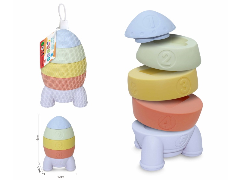 Soft Plastic Rocket Stacking Toy 5pcs