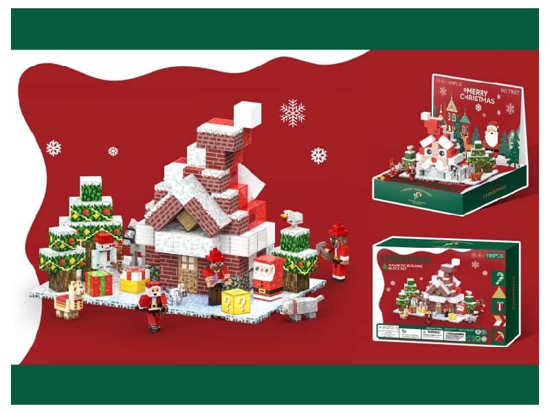 Magnetic Building Blocks-Santa's Snow House (Scene display box)