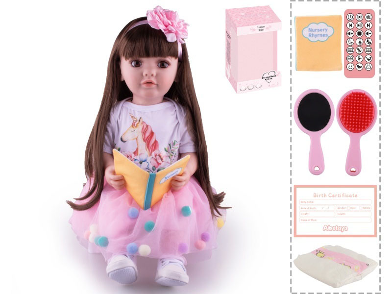 22-Inch Bionic Smart Rebirth Doll, Capable Of Bionic Shaking Of The Head, Raising Of The Hand, Mouth Movement To Speak, Intelligent Dialogue, Recording, Imitating The Tongue, Oral Skills, Dance Music