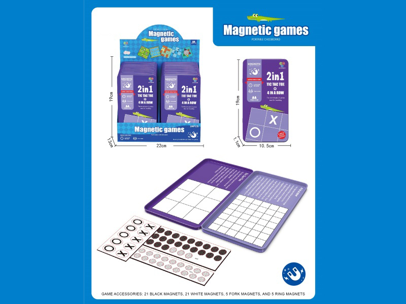Tic-Tac-Toe +4 Rows 2-In-1 (Magnetic Iron Box)