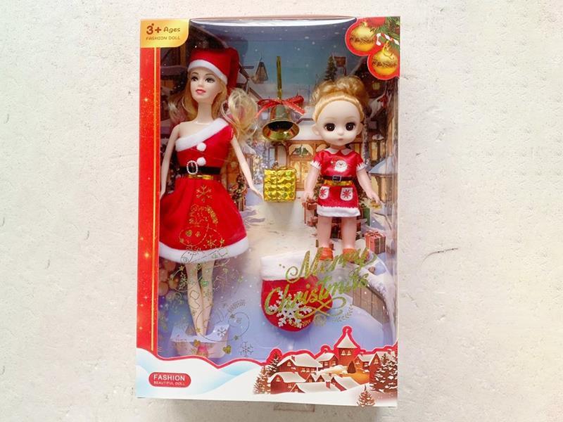 11" Solid Christmas Doll With 6" Doll, Accessories