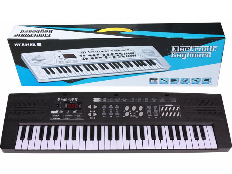 54 Keys Dual Speaker Digital Electronic Organ(Black, With USB, Microphone)