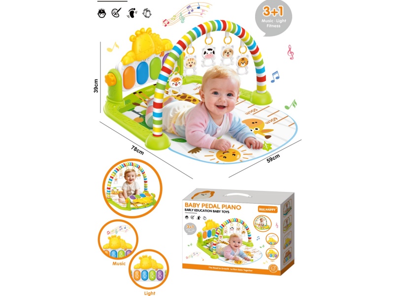 Baby Fitness Frame Giraffe Pattern Pedal Piano (Requires 2*1.5V"Aa" Batteries, No Bag)