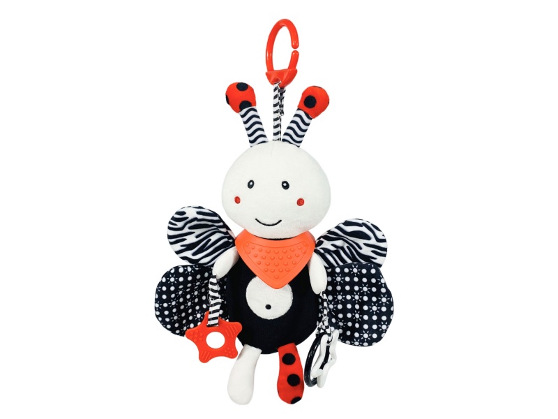 Bee Baby Soothing Bell Teething Ring Plush Pendant