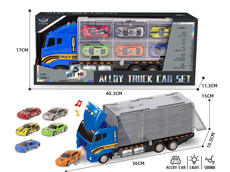 Urban Short-Nosed Container Truck + Graffiti Sports Car Series Alloy Vehicle