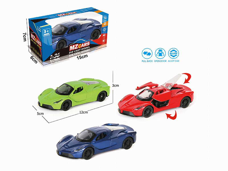 1:36 Pull Back Alloy Sports Car(3 Doors Can Open)