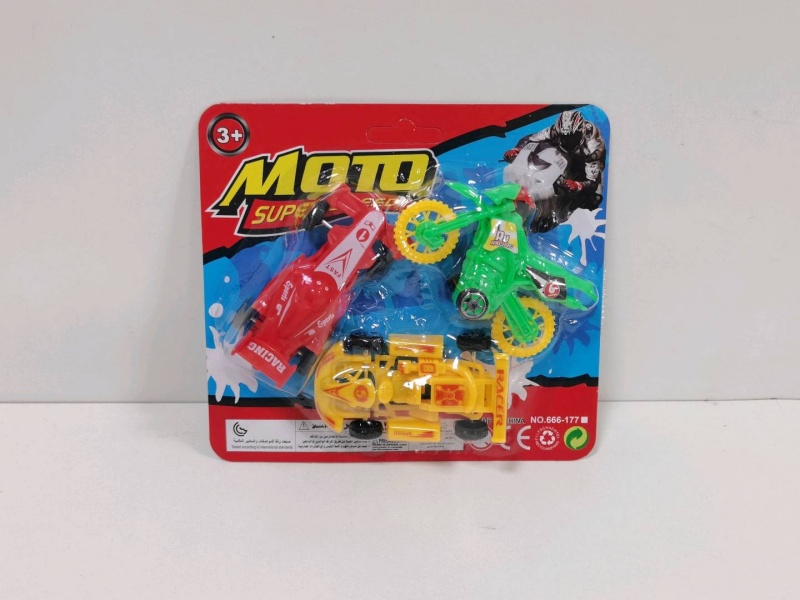 Sliding Solid Color Equation Go-Kart Motorcycles (3 Pieces)