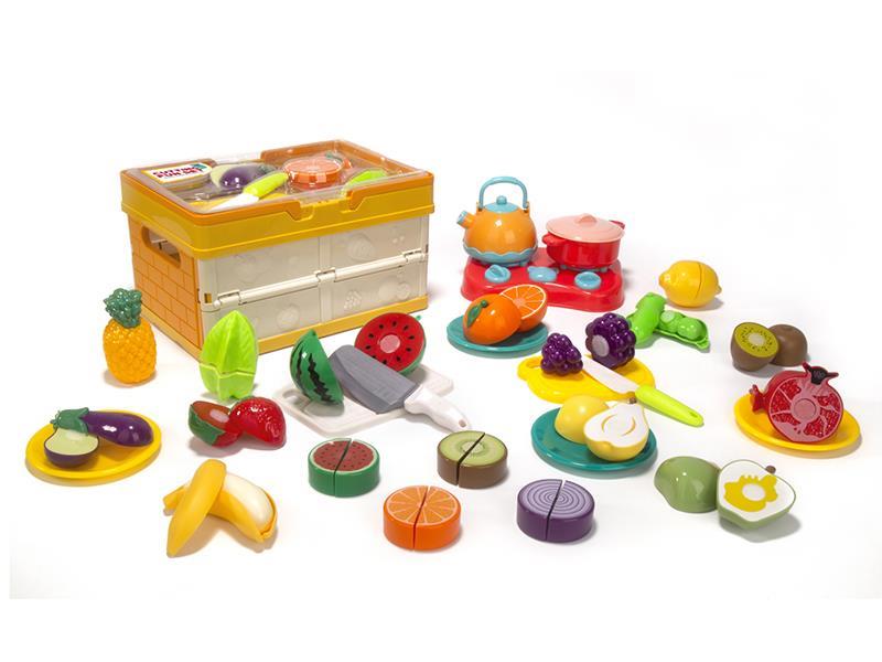 Fold Basket Simulated Cutting Fruits And Vegetable Set