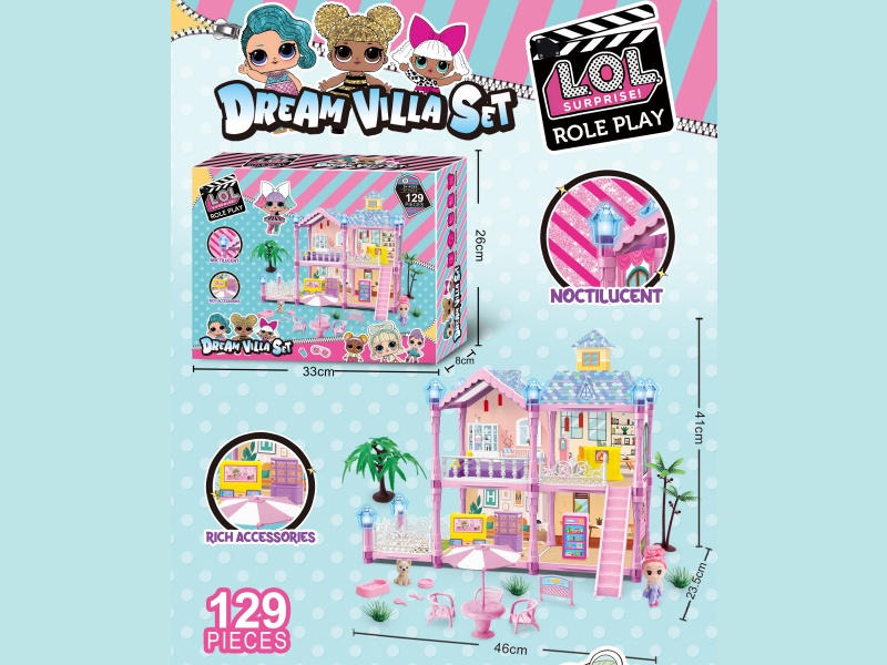 Night Light Diy Surprise Lol Villa House Castle Set (Diy Girl Dream House Mansion) 129Pieces