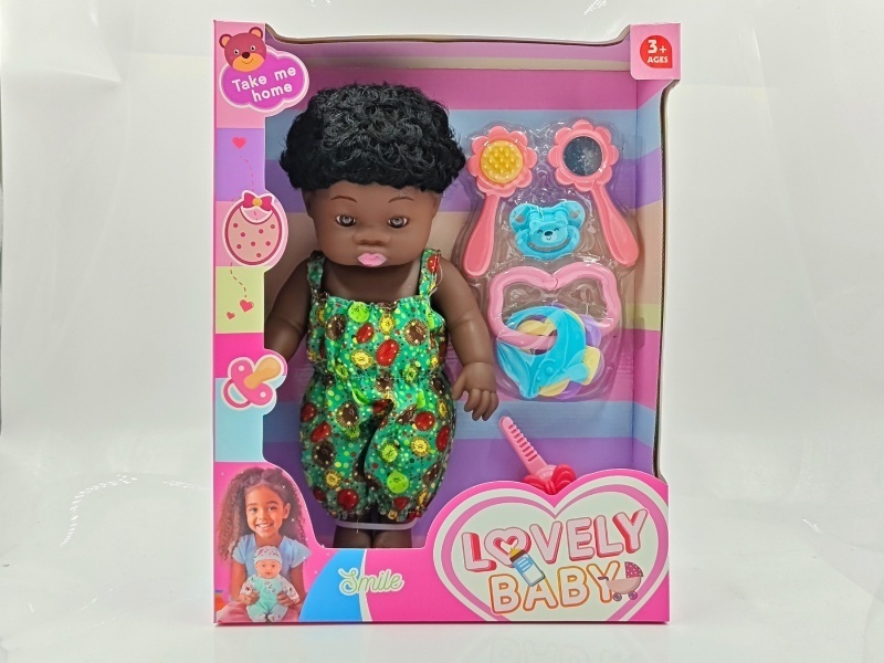 Vinyl black doll, newborn doll, 14-inch doll, simulation doll