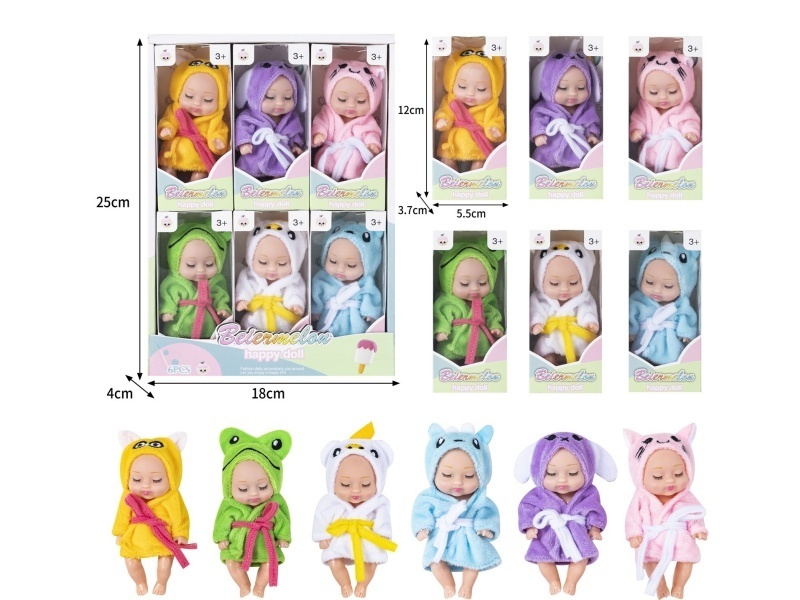 4-Inch Solid Sleeping Doll (6-Piece Set)