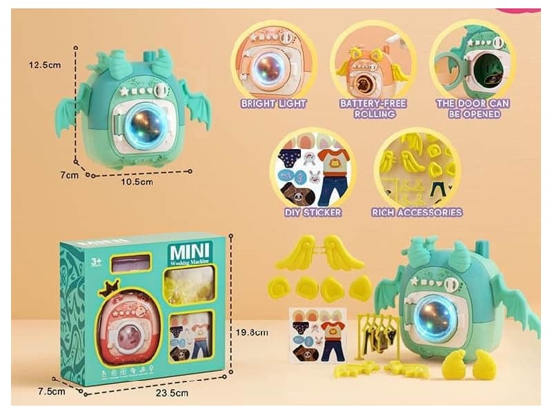 Pretend Play DIY Washing Machine With light