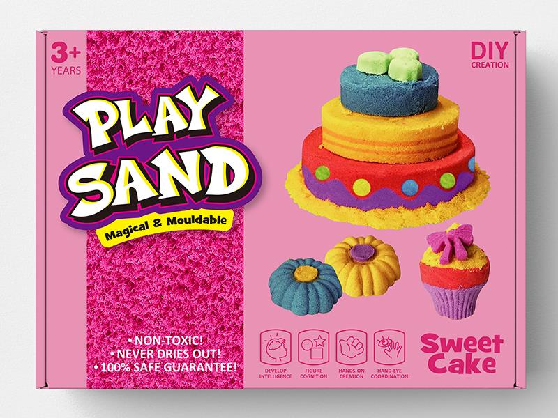 Lovely Cake Space Soil Play Set(750g Sand/3 Colors + Accessories)