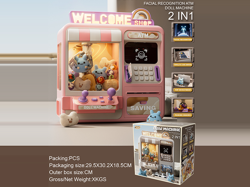 Facial Recognition ATM Doll Machine 2 In 1(Pink)