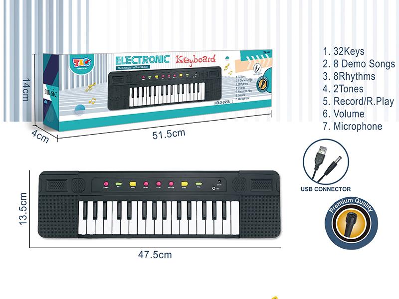 32 Key Multifunctional Electronic Organ With USB Cable, Microphone
