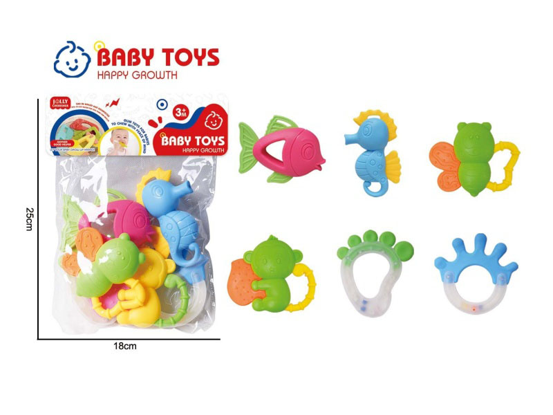 A 6-Piece Set Of Cartoon Educational And Soothing Baby Teething Toys