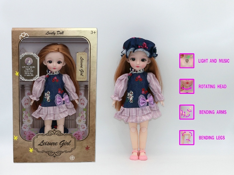 12-Inch 3D Simulation Eye 15-Joint Real-Life Music And Light Barbie Doll