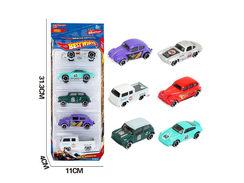 6-Piece 1:64 Classic Vintage Car, Pickup Truck Alloy Model 5-Pack