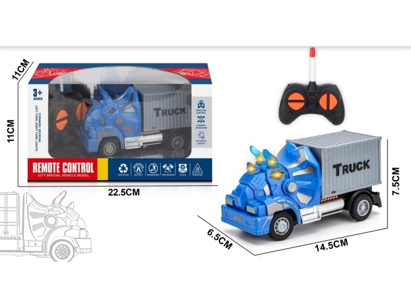 Four-Way Triceratops Remote-Controlled Transport Container Truck