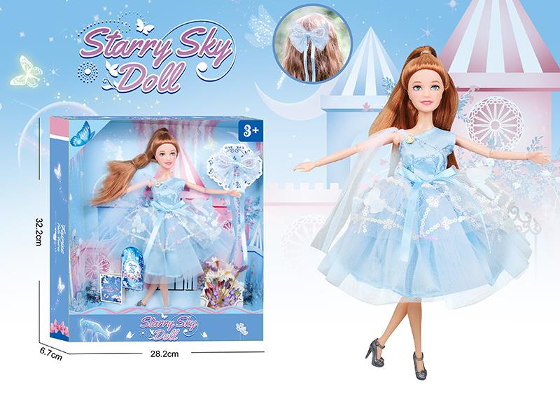 11.5 Inch 11-Joints Fashion Doll With Simulated Bouquet, Hair Clip