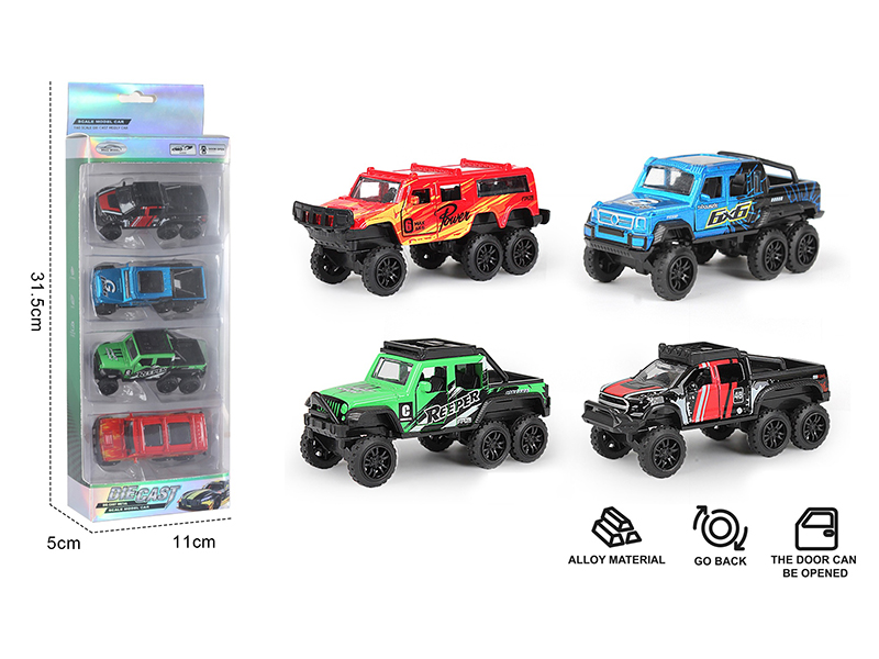 1:60 Pull Back Alloy Six-Wheeled Car(Can Open The Door)