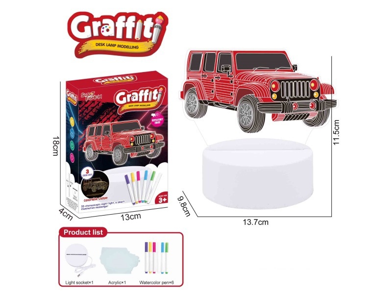 Diy Painted Night Light (Jeep, 6 Watercolor Pens)