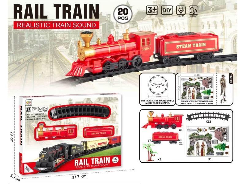 Electric Light And Music Track Train (With Power Included), Lithium Battery With Usb Cable, Children'S Electric Simulation Retro High-Speed Train Passing Track Car