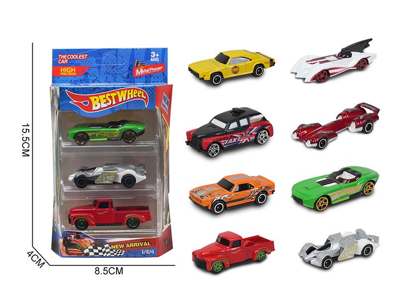 1:64 Slide Alloy Racing Cars 3PCS