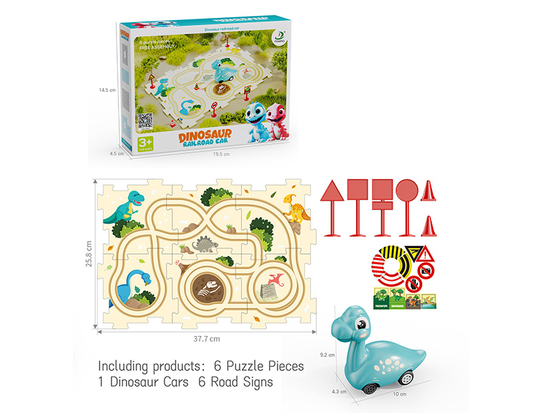 Electric Dinosaur Car Puzzle Track Toys 13pcs