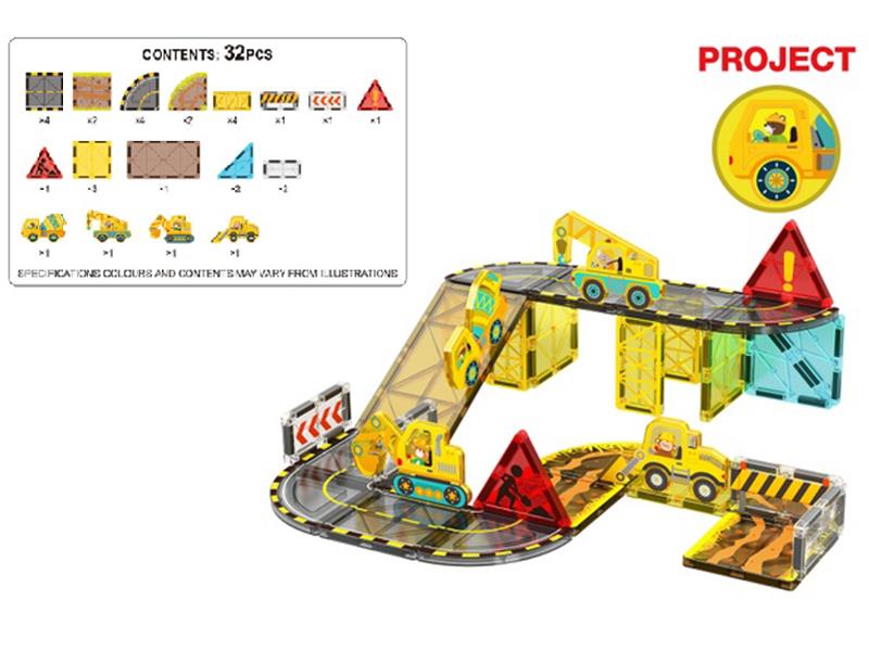 32pcs Engineering Truck Magnetic Building Blocks