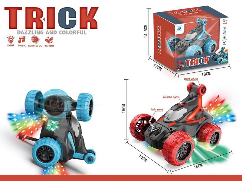 B/O Go And Bump Stunt Car With Lights(Red/Blue)