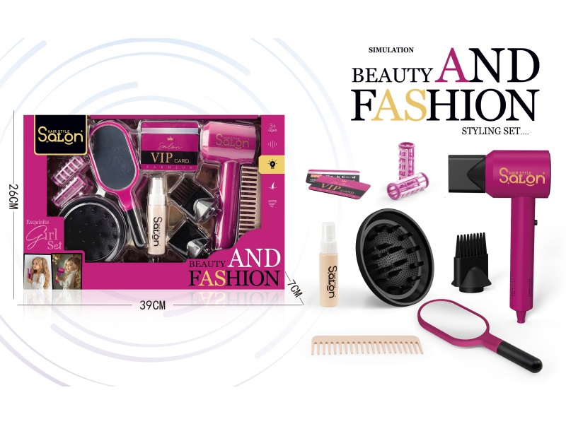 Diy House Play Accessories Simulation Salon Hair Care Tools Electric Hair Dryer Set 11 Pcs