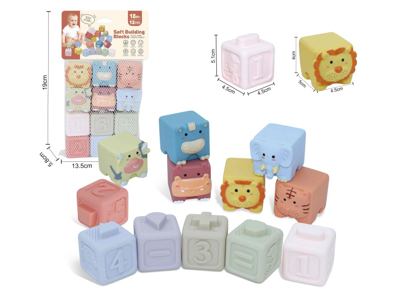 Animal & Numbers Soft Building Blocks 12PCS