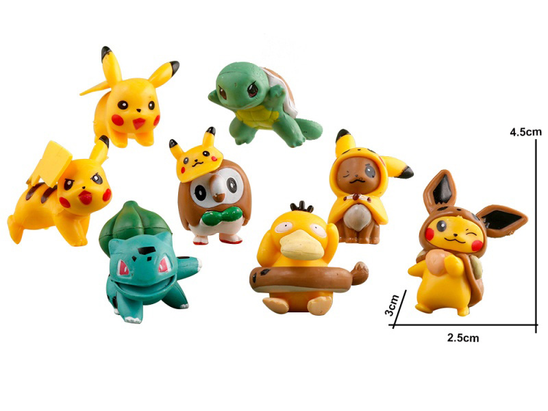 The Price Of A Complete Set Of 8 Solid Pvc Pocket Pokemon Children'S Toys, Figurines And Ornaments