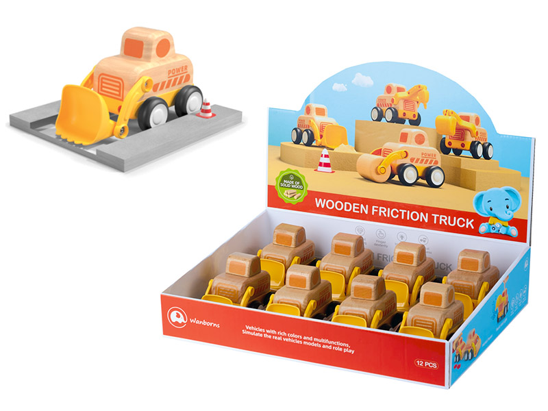 Wooden Mini Bulldozer With Music And Lights 8pcs/Box