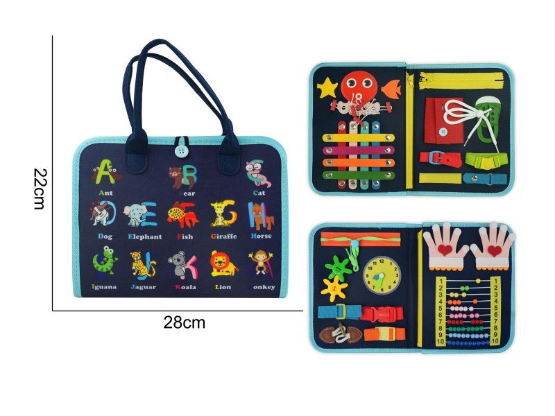 Montessori Early Education And Intelligence For Children - 3-Page Felt Busy Board With Animal Letters