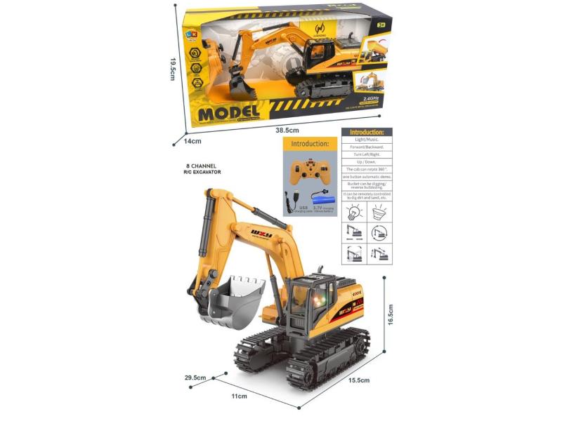 8-Channel Alloy Remote Control Excavator (Light. "Music）