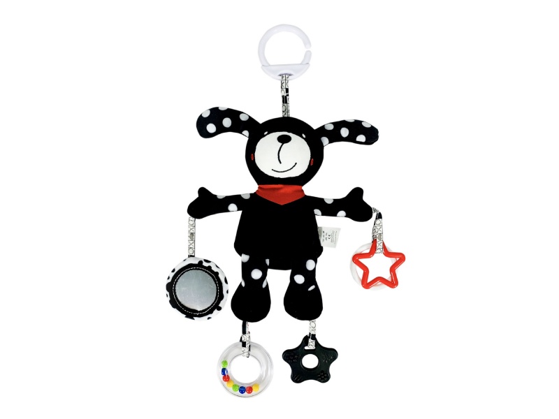 Little Black Dog Baby Funhouse Mirror Plush Wind Chime Bed Hang