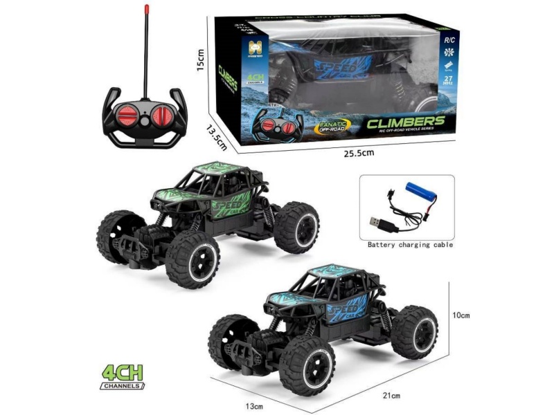 Four-Way Remote-Controlled Climbing Vehicle (Mixed Blue And Green Colors, With Electricity Included)