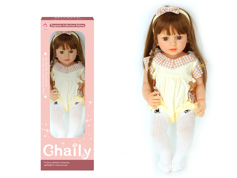 55CM Soft Glue Reborn Baby Doll(Machine Hair Transplant)With Diaper, Birth Card