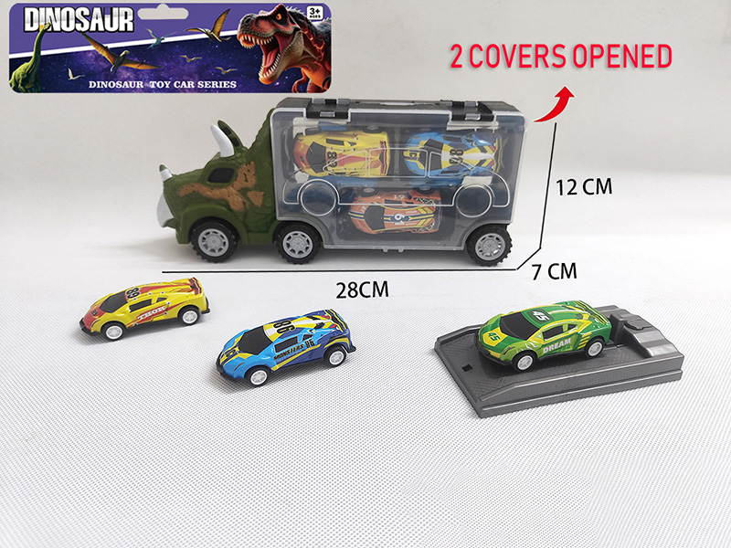 Dinosaur Storage Container Truck With 3pcs Iron Cars + Launcher