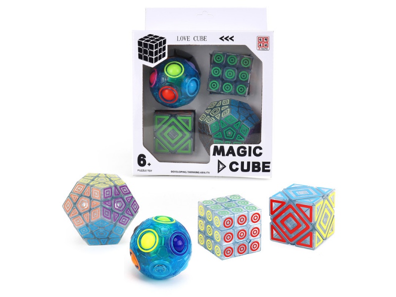 Transparent Blue Rainbow Ball + 3X3 Transparent Rubik'S Cube + Transparent Diagonal Turn + Transparent 3X3 Five-Cube
