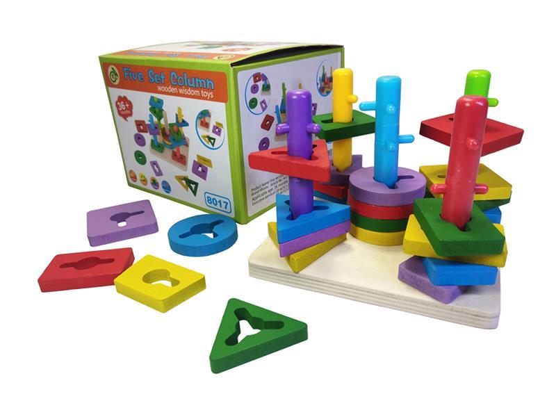 Wooden Five Column Shape Matching Toy