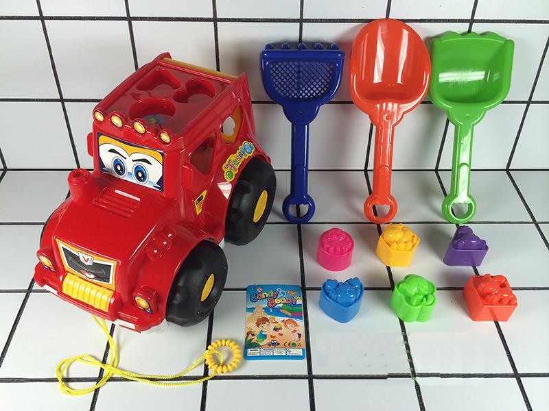 10pcs Beach Building Blocks Cartoon Car