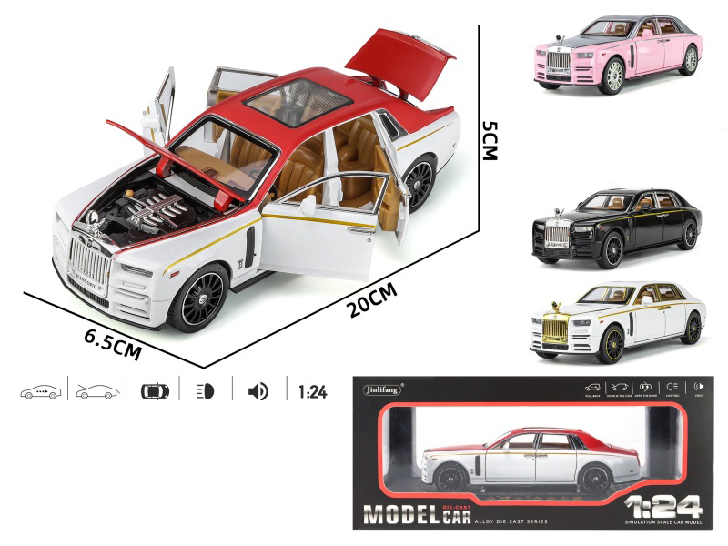 1:24 Rolls-Royce Phantom Pull Back Alloy Six-Door Car Model With Sound And Lights 1PCS