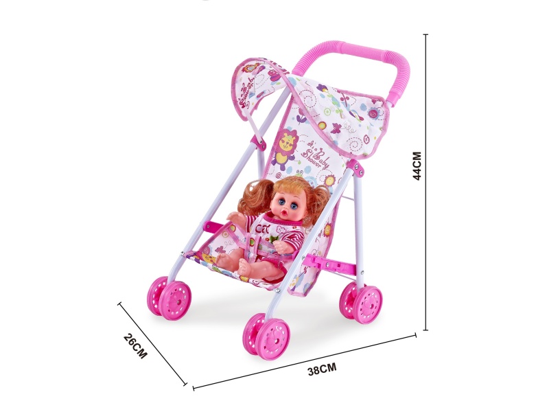 An Iron Trolley With A 10-Inch Girl'S Music Figurine