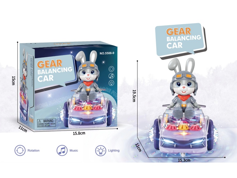Electric Transparent Gear Balance Car Riding Rabbit (With Lights And Music)