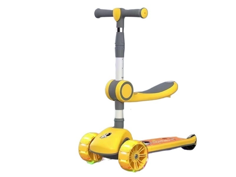 Children'S Scooter, One-Click Folding, Flashing Wheels With Music And Lights