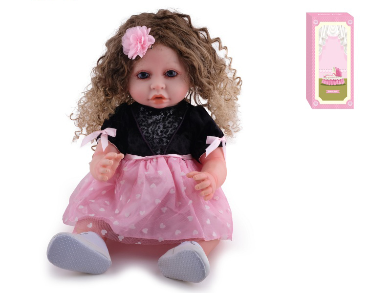55cm Soft Plastic Reborn Doll(Wig Sheath) With Feeding-Bottle, Magnetic Pacifier, Diaper, Birth Card